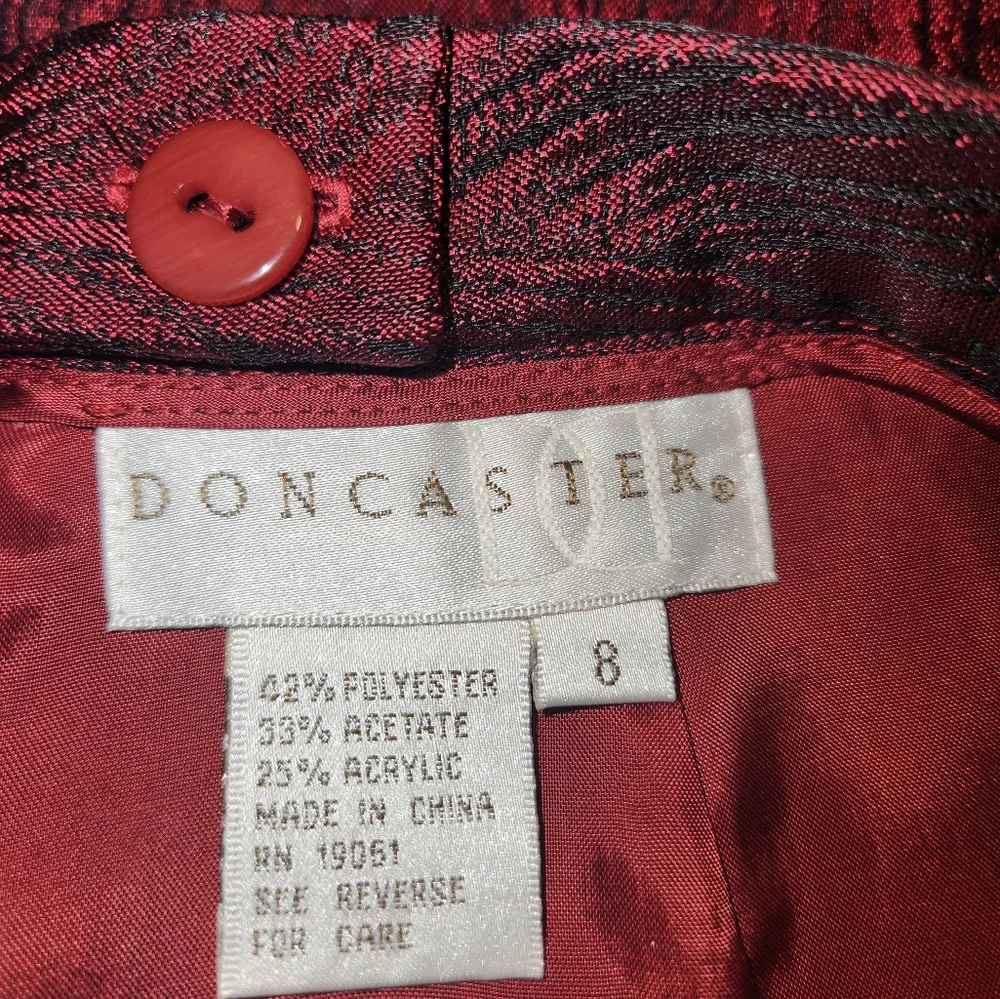Doncaster Dark Red Oxblood Burgundy Embellished Silky Pencil Skirt 8 EUC